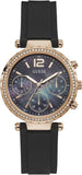 Buy Shop Guess Solstice Diamonds Black Mother of Pearl Dial Black Rubber Strap Watch for Women - GW0113L2 USA Online