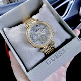 Buy Shop Guess Solstice Diamonds Gold Dial Gold Steel Strap Watch for Women - GW0403L2 USA Online
