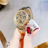 Buy Shop Guess Solstice Diamonds Gold Dial Gold Steel Strap Watch for Women - GW0403L2 USA Online