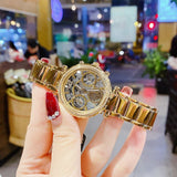 Buy Shop Guess Solstice Diamonds Gold Dial Gold Steel Strap Watch for Women - GW0403L2 USA Online