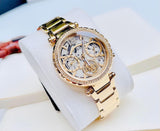 Buy Shop Guess Solstice Diamonds Gold Dial Gold Steel Strap Watch for Women - GW0403L2 USA Online
