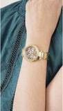Buy Shop Guess Solstice Diamonds Gold Dial Gold Steel Strap Watch for Women - GW0403L2 USA Online