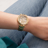 Buy Shop Guess Solstice Diamonds Gold Dial Gold Steel Strap Watch for Women - GW0403L2 USA Online