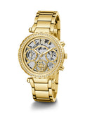 Buy Shop Guess Solstice Diamonds Gold Dial Gold Steel Strap Watch for Women - GW0403L2 USA Online
