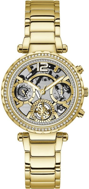 Buy Shop Guess Solstice Diamonds Gold Dial Gold Steel Strap Watch for Women - GW0403L2 USA Online