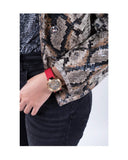 Buy Shop Guess Solstice Diamonds Gold Dial Red Rubber Strap Watch for Women - GW0484L1 USA Online