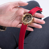 Buy Shop Guess Solstice Diamonds Gold Dial Red Rubber Strap Watch for Women - GW0484L1 USA Online