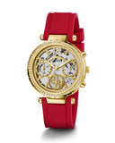 Buy Shop Guess Solstice Diamonds Gold Dial Red Rubber Strap Watch for Women - GW0484L1 USA Online