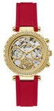 Buy Shop Guess Solstice Diamonds Gold Dial Red Rubber Strap Watch for Women - GW0484L1 USA Online