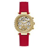 Buy Shop Guess Solstice Diamonds Gold Dial Red Rubber Strap Watch for Women - GW0484L1 USA Online