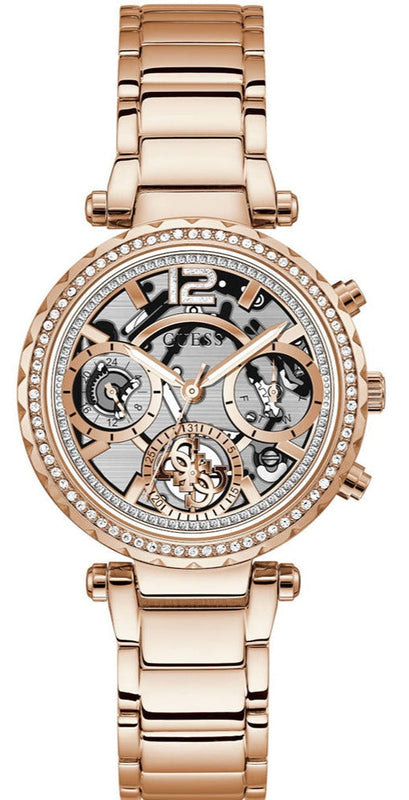 Buy Shop Guess Solstice Diamonds Rose Gold Dial Rose Gold Steel Strap Watch for Women - GW0403L3 USA Online