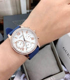 Buy Shop Guess Solstice Diamonds Silver Dial Blue Rubber Strap Watch for Women - GW0113L3 USA Online