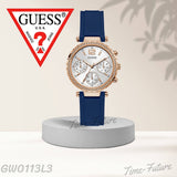 Buy Shop Guess Solstice Diamonds Silver Dial Blue Rubber Strap Watch for Women - GW0113L3 USA Online