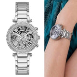 Buy Shop Guess Solstice Diamonds Silver Dial Silver Steel Strap Watch for Women - GW0403L1 USA Online