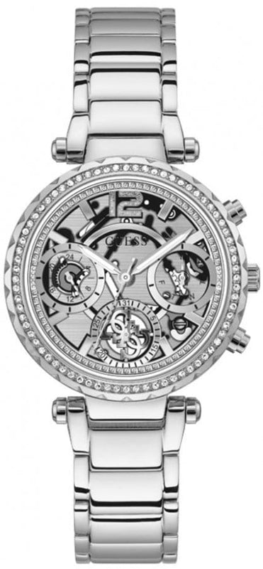 Buy Shop Guess Solstice Diamonds Silver Dial Silver Steel Strap Watch for Women - GW0403L1 USA Online