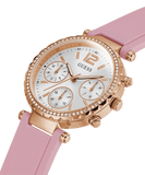 Buy Shop Guess Solstice Diamonds White Dial Pink Rubber Strap Watch For Women - GW0113L4 USA Online