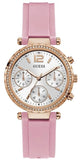 Buy Shop Guess Solstice Diamonds White Dial Pink Rubber Strap Watch For Women - GW0113L4 USA Online