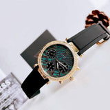 Buy Shop Guess Solstice Green Dial Black Rubber Strap Watch for Women - GW0113L1 USA Online