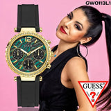 Buy Shop Guess Solstice Green Dial Black Rubber Strap Watch for Women - GW0113L1 USA Online