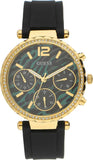 Buy Shop Guess Solstice Green Dial Black Rubber Strap Watch for Women - GW0113L1 USA Online