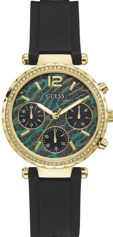 Buy Shop Guess Solstice Green Dial Black Rubber Strap Watch for Women - GW0113L1 USA Online