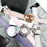 Buy Shop Guess Sparkle Butterfly White Dial Silver Leather Strap Watch For Women - GW0008L1 USA Online