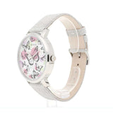 Buy Shop Guess Sparkle Butterfly White Dial Silver Leather Strap Watch For Women - GW0008L1 USA Online