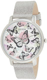 Buy Shop Guess Sparkle Butterfly White Dial Silver Leather Strap Watch For Women - GW0008L1 USA Online