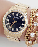 Buy Shop Guess Sparkler Diamonds Black Dial Gold Steel Strap Watch for Women - GW0111L2 USA Online