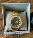 Buy Shop Guess Sparkler Diamonds Black Dial Gold Steel Strap Watch for Women - GW0111L2 USA Online