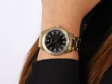 Buy Shop Guess Sparkler Diamonds Black Dial Gold Steel Strap Watch for Women - GW0111L2 USA Online