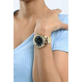Buy Shop Guess Sparkler Diamonds Black Dial Gold Steel Strap Watch for Women - GW0111L2 USA Online