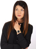 Buy Shop Guess Sparkler Diamonds Black Dial Gold Steel Strap Watch for Women - GW0111L2 USA Online