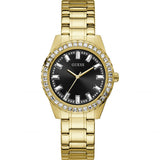 Buy Shop Guess Sparkler Diamonds Black Dial Gold Steel Strap Watch for Women - GW0111L2 USA Online