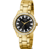 Buy Shop Guess Sparkler Diamonds Black Dial Gold Steel Strap Watch for Women - GW0111L2 USA Online