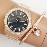 Buy Shop Guess Sparkler Diamonds Black Dial Rose Gold Steel Strap Watch for Women - GW0111L3 USA Online