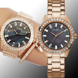 Buy Shop Guess Sparkler Diamonds Black Dial Rose Gold Steel Strap Watch for Women - GW0111L3 USA Online