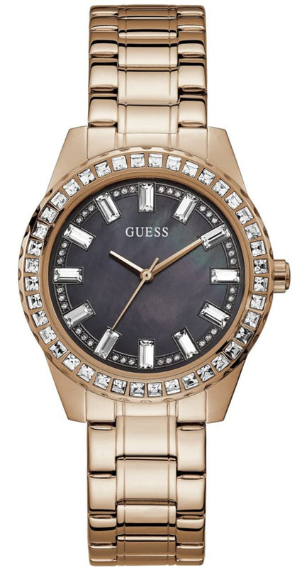 Buy Shop Guess Sparkler Diamonds Black Dial Rose Gold Steel Strap Watch for Women - GW0111L3 USA Online