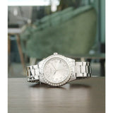 Buy Shop Guess Sparkler Diamonds Silver Dial Silver Steel Strap Watch for Women - GW0111L1 USA Online