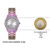 Buy Shop Guess Sparkler Silver Dial Purple Steel Strap Watch For Women - GW0111L5 USA Online
