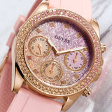 Buy Shop Guess Sparkling Chronograph Crystals Pink Dial Pink Silicone Strap Watch For Women - GW0032L4 USA Online