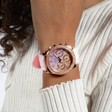 Buy Shop Guess Sparkling Chronograph Crystals Pink Dial Pink Silicone Strap Watch For Women - GW0032L4 USA Online
