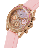 Buy Shop Guess Sparkling Chronograph Crystals Pink Dial Pink Silicone Strap Watch For Women - GW0032L4 USA Online