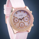 Buy Shop Guess Sparkling Chronograph Crystals Pink Dial Pink Silicone Strap Watch For Women - GW0032L4 USA Online