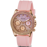 Buy Shop Guess Sparkling Chronograph Crystals Pink Dial Pink Silicone Strap Watch For Women - GW0032L4 USA Online