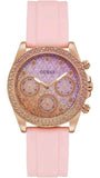 Buy Shop Guess Sparkling Chronograph Crystals Pink Dial Pink Silicone Strap Watch For Women - GW0032L4 USA Online