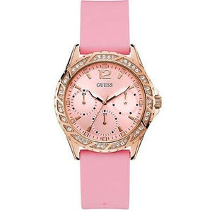 Buy Shop Guess Sparkling Diamonds Pink Dial Pink Rubber Strap Watch for Women - W0032L9 USA Online