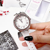Buy Shop Guess Sparkling Silver Dial White Rubber Strap Watch For Women - GW0032L1 USA Online
