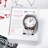 Buy Shop Guess Sparkling Silver Dial White Rubber Strap Watch For Women - GW0032L1 USA Online
