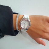 Buy Shop Guess Sparkling Silver Dial White Rubber Strap Watch For Women - GW0032L1 USA Online